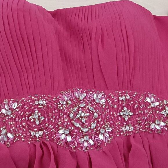 May Queen Women's Mini Strapless Bridesmaid Evening Dress Fuschia Pink Size 10 - Picture 3 of 5